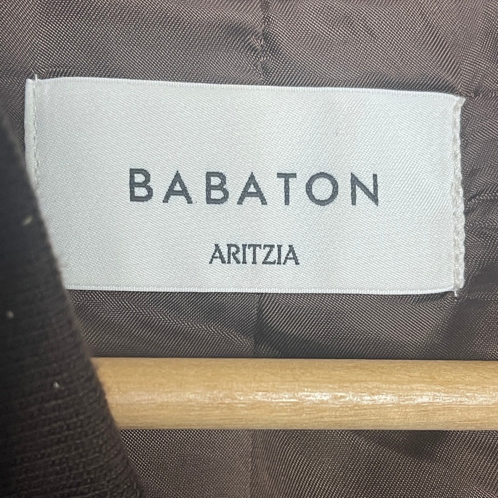 Babaton Chocolate Brown Leather Bomber Jacket - Picture 11 of 13